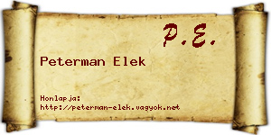 Peterman Elek névjegykártya
